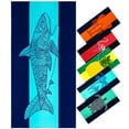 thumbnail image 1 of Oversized Terry Beach Towel 36 x 72 in Soft Extra Large Pool Swim Towels for Adult Men Clearance XL Big Travel Blanket Cruise Vacation Essentials Lounge Chair Cover Stripe Navy Shark, 1 of 6