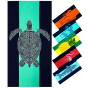 Oversized Terry Beach Towel 36 x 72 in Soft Extra Large Pool Swim Towels Adult Men Gift Clearance Big Travel Blanket Cruise Vacation Accessories Essentials Necessities Navy Blue Sea Turtle