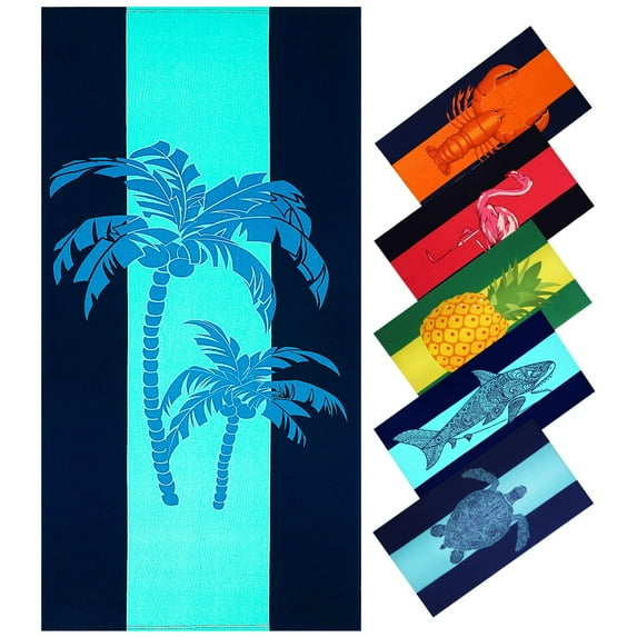 Oversized Terry Beach Towel 36 x 72 in Soft Extra Large Pool Swim Towels for Adult Women Gift Big Travel Blanket Cruise Must Haves Vacation Accessories Essentials Coconut Tree