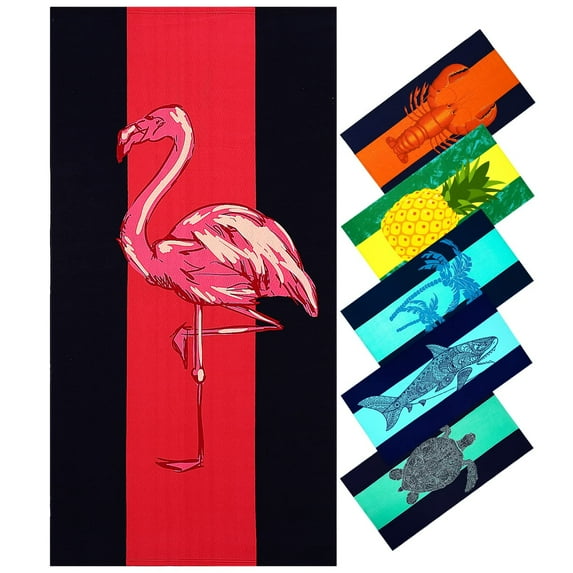 Oversized Terry Beach Towel 36 x 72 in Soft Extra Large Pool Swim Towels for Adult Women Gift Big Travel Blanket Cruise Must Haves Vacation Accessories Essentials Gear Stuff Rose Flamingo