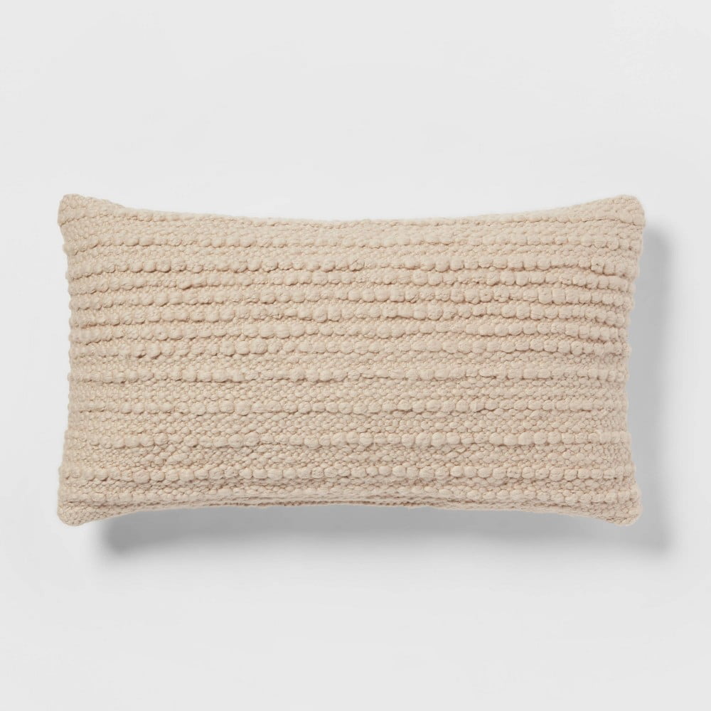 Oversized Textural Woven Lumbar Throw Pillow Cream - Threshold™ : Target
