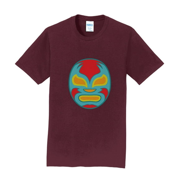 Oversized The Luchador Mask Wrestler Crew Neck T-Shirt Graphic Shirt - Athletic Maroon XL