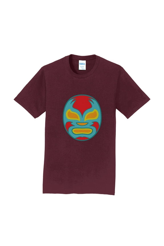 Oversized The Luchador Mask Wrestler Crew Neck T-Shirt Graphic Shirt - Athletic Maroon XL