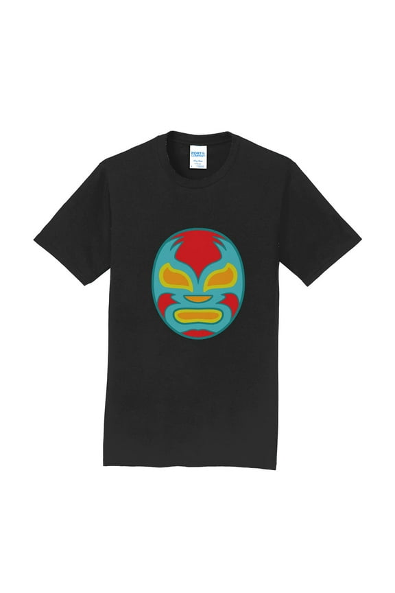 Oversized The Luchador Mask Wrestler Crew Neck T-Shirt Graphic Shirt - Jet Black 5XL