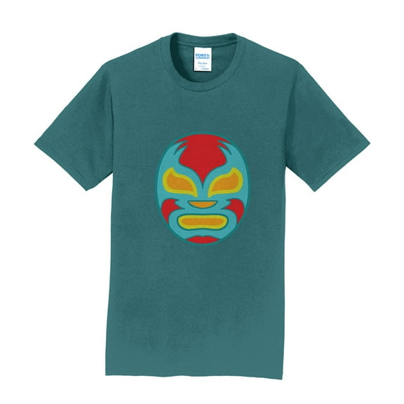 Oversized The Luchador Mask Wrestler Crew Neck T-Shirt Graphic Shirt - Marine Green 3XL