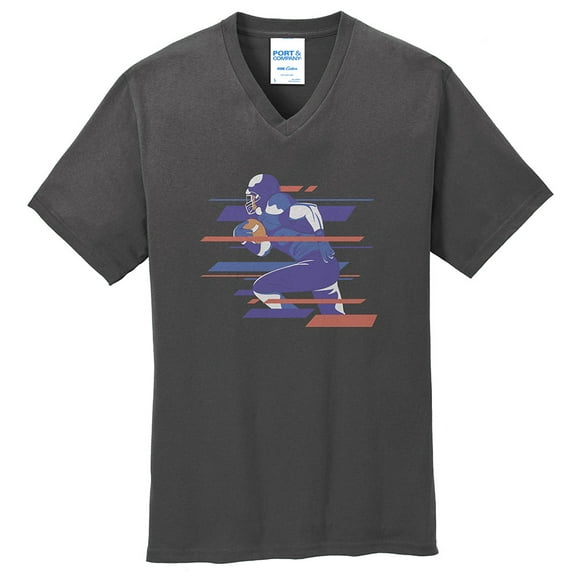 Oversized The Running Back Graphic Design Men's Big Size Port & Company Core Cotton V-Neck T-Shirt - Charcoal XL