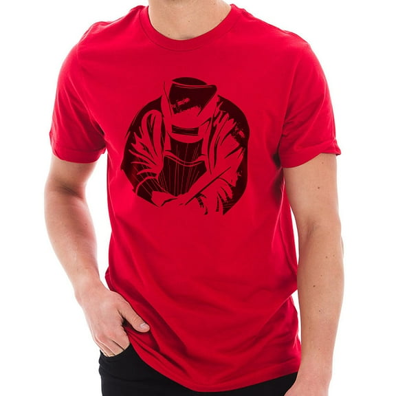Oversized The Welder Graphic Design Deluxe Jersey T-Shirt - Red XL