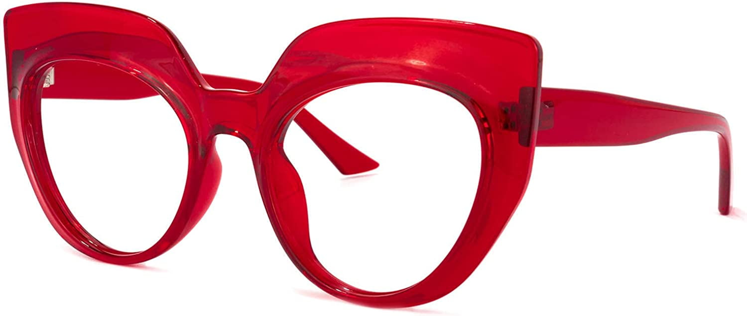 Fake red cat eye glasses top
