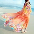 thumbnail image 1 of Oversized Thin Breathable Chiffon Scarf Boho Peacock Feather Print Shawl Bikini Cover Up Imitation Silk Head Wrap Summer Travel Beach Towel, 1 of 7