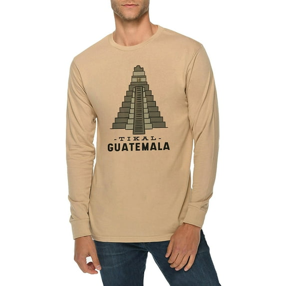 Oversized Tikal Graphic Long Sleeve Crewneck Tee - Mushroom 3XL