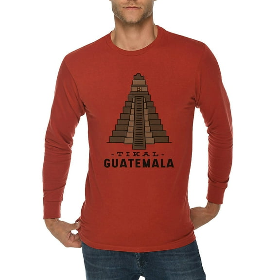 Oversized Tikal Graphic Long Sleeve Crewneck Tee - Paprika XL