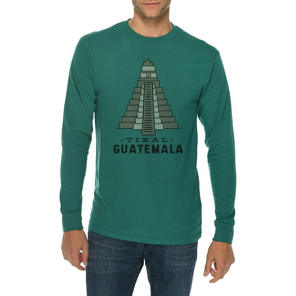 Oversized Tikal Graphic Long Sleeve Crewneck Tee - Teal 3XL