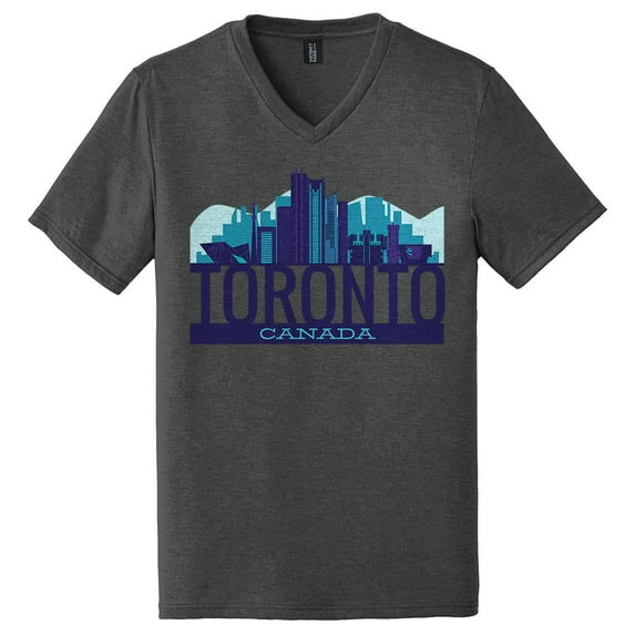 Oversized Toronto Canada Graphic Design Men's V-Neck - Black Frost 3XL