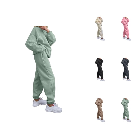 Oversized Track Suits for Women Set Crewneck Sweatshirt and Jogger Sweatpants 2 Piece Matching Sweatsuit Lounge Set