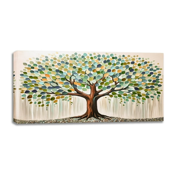 Oversized Tree and Life Paintings, Large Canvas Wall Art for Living Room Bedroom Decor, Abstract Landscape Artwork Nature Pictures Prints for Office Home 40x20"