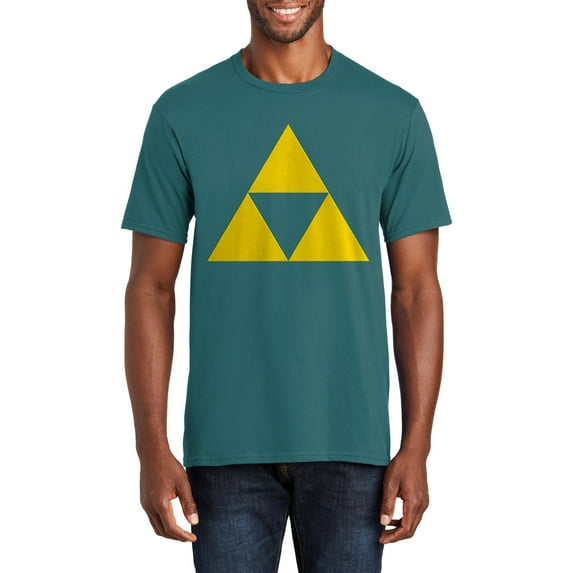 Oversized Triforce Zelda Graphic Men's Premium Crew Neck Tee Shirt - Marine Green 3XL