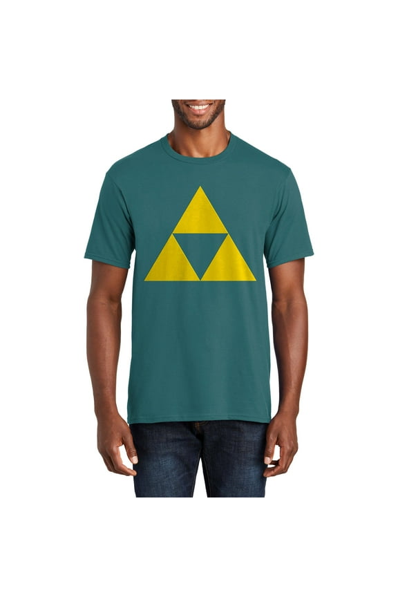 Oversized Triforce Zelda Graphic Men's Premium Crew Neck Tee Shirt - Marine Green 5XL