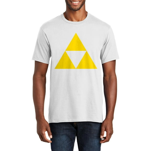 Oversized Triforce Zelda Graphic Men's Premium Crew Neck Tee Shirt - White 5XL