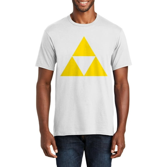Oversized Triforce Zelda Graphic Men's Premium Crew Neck Tee Shirt - White 5XL