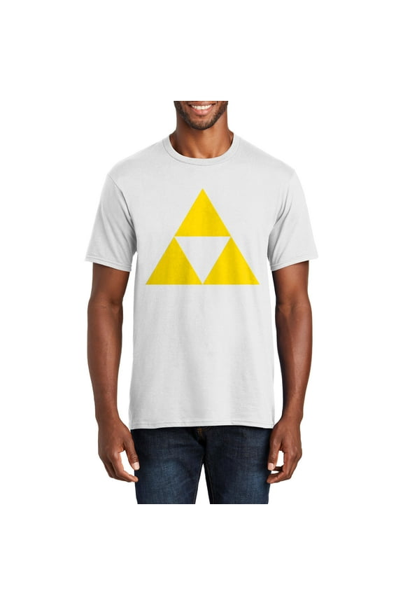 Oversized Triforce Zelda Graphic Men's Premium Crew Neck Tee Shirt - White 5XL
