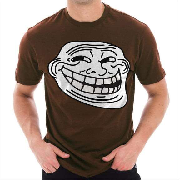 Oversized Troll Face Meme Graphic Design Lane Seven Ring Spun Jersey Cotton Short Sleeve Premium T-Shirt - Chestnut 3XL