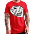 thumbnail image 1 of Oversized Troll Face Meme Graphic Design Lane Seven Ring Spun Jersey Cotton Short Sleeve Premium T-Shirt - Red 2XL, 1 of 4