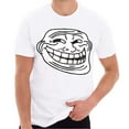 thumbnail image 1 of Oversized Troll Face Meme Graphic Design Lane Seven Ring Spun Jersey Cotton Short Sleeve Premium T-Shirt - White XL, 1 of 4