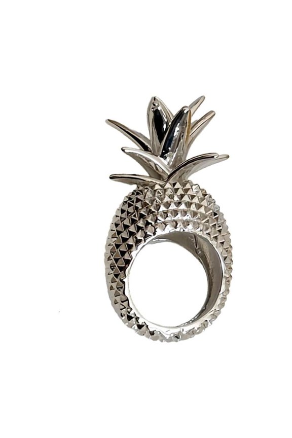 Oversized Tropical Fruit Inspired Rings Stackable Jewelry Alloy Texture