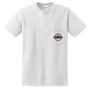 Oversized Trout Club Logo Cotton Pocket Crew Neck Graphic Shirt - White XL