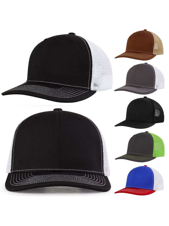 Oversized Trucker Hats for Women Baseball Caps Flat Brim Hats Snapback Mesh Caps Outdoor Hats for Men Women Lightweight Breathable Cap Blue One Size