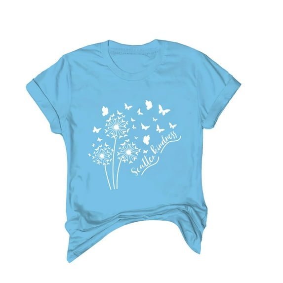 Oversized Tshirts For Women Women's Spring Round Neck Dandelion Printed Loose Casual Short Sleeved T Shirt Crewneck Sweatshirts Women