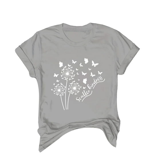 Oversized Tshirts For Women Women's Spring Round Neck Dandelion Printed Loose Casual Short Sleeved T Shirt Crewneck Sweatshirts Women