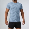 thumbnail image 1 of Oversized Tshirts for Men Men's Geometric Active T-Shirt, Moisture-Wicking Short Sleeve Gym Tops, Slim Fitting Performance Wear for Running Training Navy XL, 1 of 9