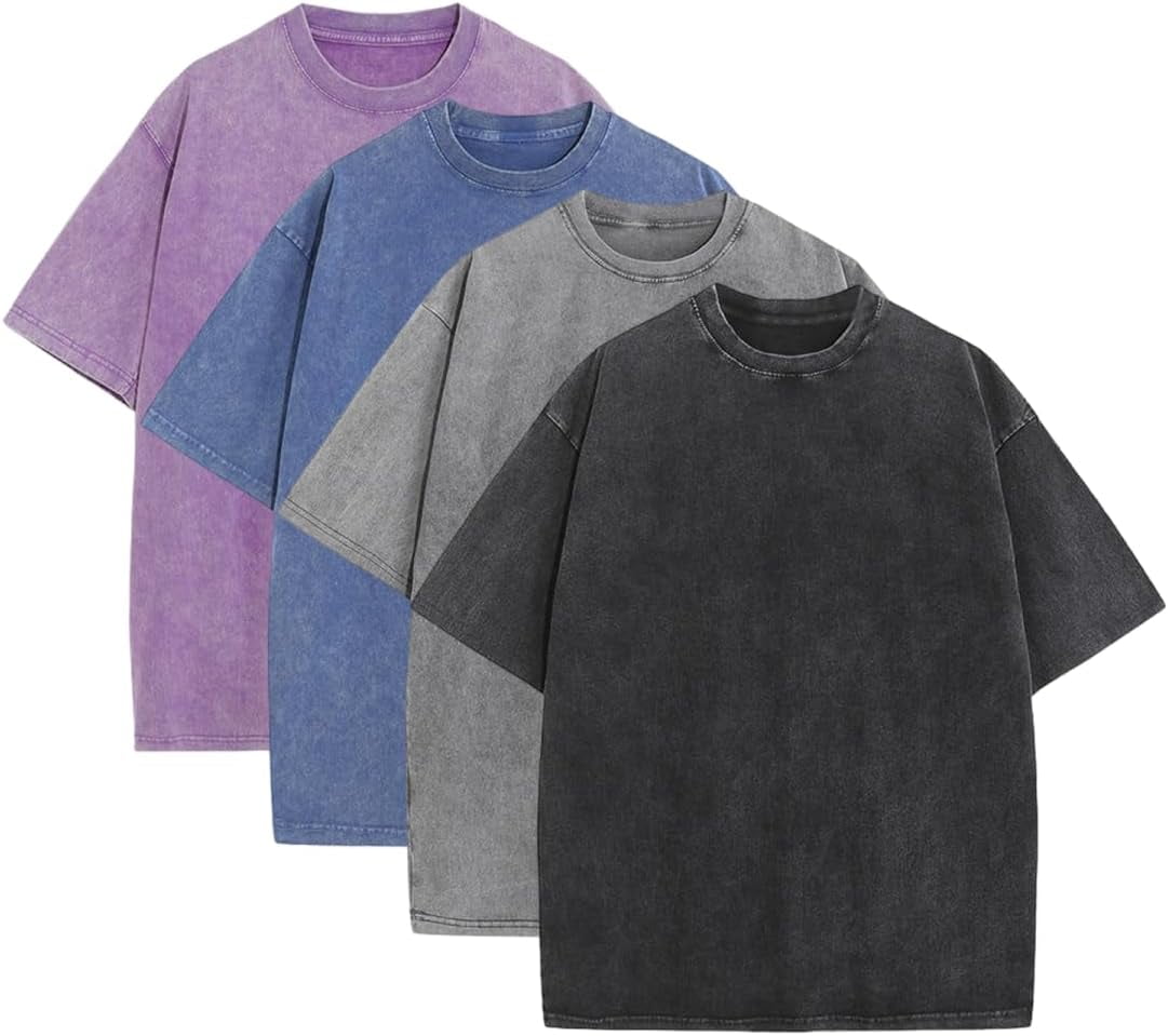 Oversized Tshirts Pack Of 4 Cotton Gym Vintage Tees Loose Fit Casual ...