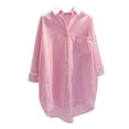 thumbnail image 1 of Oversized Tshirts Shirts for Women Flower Pattern Printed Lapel Neck Casual Cotton And Linen Long Sleeve Shirt Short Sleeve Women's Tops, Tees & Blouses, 1 of 7