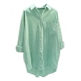thumbnail image 1 of Oversized Tshirts Shirts for Women Flower Pattern Printed Lapel Neck Casual Cotton And Linen Long Sleeve Shirt Short Sleeve Women's Tops, Tees & Blouses, 1 of 4