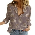 thumbnail image 1 of Oversized Tshirts Shirts for Women Flower Print Button Down Long Sleeve Shirt for Casual Floral V Neck Graphic Blouses Tops Short Sleeve Women's Tops, Tees & Blouses, 1 of 4