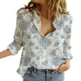 thumbnail image 1 of Oversized Tshirts Shirts for Women Flower Print Button Down Long Sleeve Shirt for Casual Floral V Neck Graphic Blouses Tops Short Sleeve Women's Tops, Tees & Blouses, 1 of 4