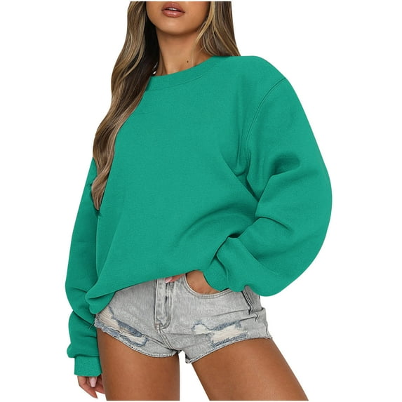 Oversized Tshirts Shirts For Women Plus Size Women's Crew Neck Sweatshirt Oversized Long Sleeve Pullover Tops Casual Fall Clothes Fashion Solid Color Plain Shirts