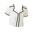 thumbnail image 1 of Oversized Tshirts Shirts for Women Short Sleeved Chiffon Standing Collar Shirt Summer Solid Color Slim Fitting Chiffon Shirt Clothing Short Sleeve Women's Tops, Tees & Blouses, 1 of 7