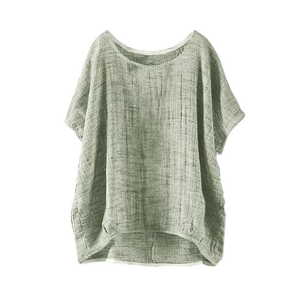 Oversized Tshirts Shirts for Women Summer Short Sleeve Solid Casual Loose Linen Top Short Sleeve Women's Tops, Tees & Blouses