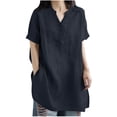 thumbnail image 1 of Oversized Tshirts Shirts for Women V Neck Cotton Linen Summer Tops for Women 2024 Trendy Loose Fit Plus Size Blouses, 1 of 7