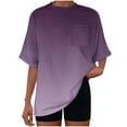 thumbnail image 1 of Oversized Tshirts T-Shirts for Women Trendy Gradient Color Chest Pocket Crew Neck Loose Tee Shirt Summer Tops (L, Purple), 1 of 7