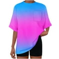 thumbnail image 1 of Oversized Tshirts T-Shirts for Women Trendy Gradient Color Chest Pocket Crew Neck Loose Tee Shirt Summer Tops (M, Wine), 1 of 7