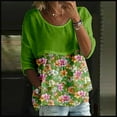 thumbnail image 1 of Oversized Tshirts Women, 2025 Trendy Floral Graphic Half 3/4 Sleeved Round Neck Loose Large Size, Green S-5XL, 1 of 3