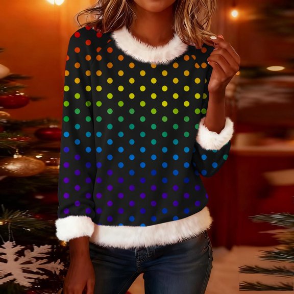 Oversized Tshirts for Women Fashion Crew Neck 3/4 Sleeve Lightweight Tops & Blouses Comfort Loose Fit Polka Dots Workout Y2K Clothes Blouses for Women Business Casual