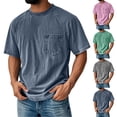 thumbnail image 1 of Oversized Tshirts for Men Acid Wash T-Shirts Vintage Heavyweight Shirt Cotton Tees with Pocket Big and Tall Size S-5XL Pink, 1 of 5