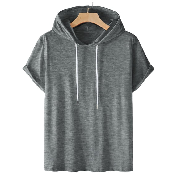 Oversized Tshirts for Men Casual Solid Fashion Hooded Pullover Short Sleeve Sports T-Shirt Top Athletic Running Gym Workout Tee Shirts for Men