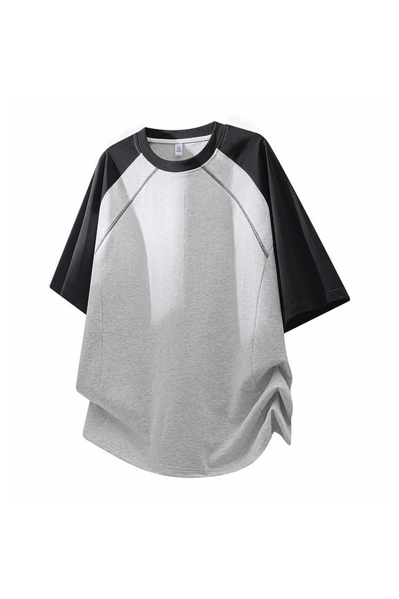 Oversized Tshirts for Men Short Sleeve Color Block Lightweight Quick Dry Breathable Basic Loose Tees Gray