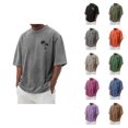thumbnail image 1 of Oversized Tshirts for Men Summer Short Sleeve Crewneck Drop Shoulder Vintage Washed Distressed T-Shirts Beach Shirt, 1 of 5